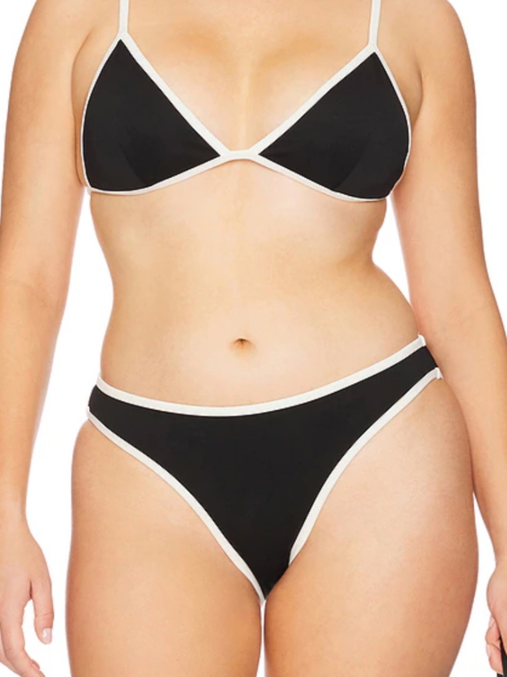 GOOD AMERICAN plus size 5XL Black Contrast-Trim Triangle Bikini Set - Women Swim